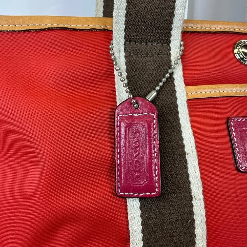 Coach Hampton Vintage‎ Nylon Vibrant Red Orange Tote Bag